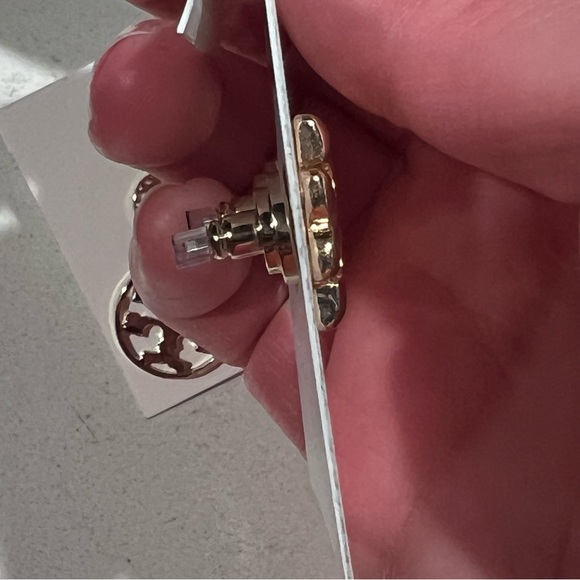 Tory Burch Earrings Gold T Logo Studs NEW - Picture 5 of 5